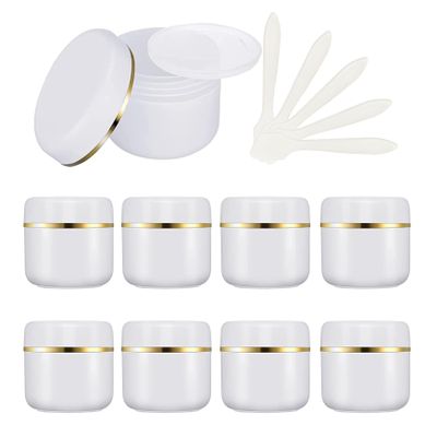ZEOABSY 12-Pack 30 mL White Cosmetic Jars with Gold Rim