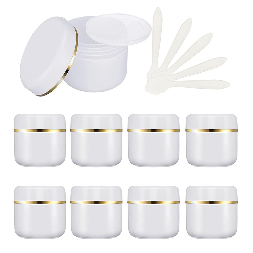 ZEOABSY 12-Pack 30 mL White Cosmetic Jars with Gold Rim