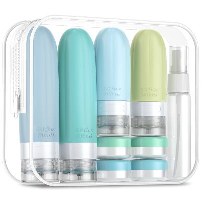 Gemice Travel Bottle Set, CAA-Approved, Leakproof Silicone Squeeze Containers for Toiletries, Refillable, 60 ml and 90 ml, BPA-Free, 16-Piece