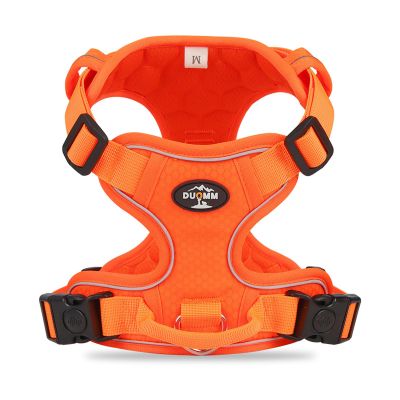 QIANDW Dog Harness and Leash Vest, Escape-Proof Reflective Harness, Orange, Size L