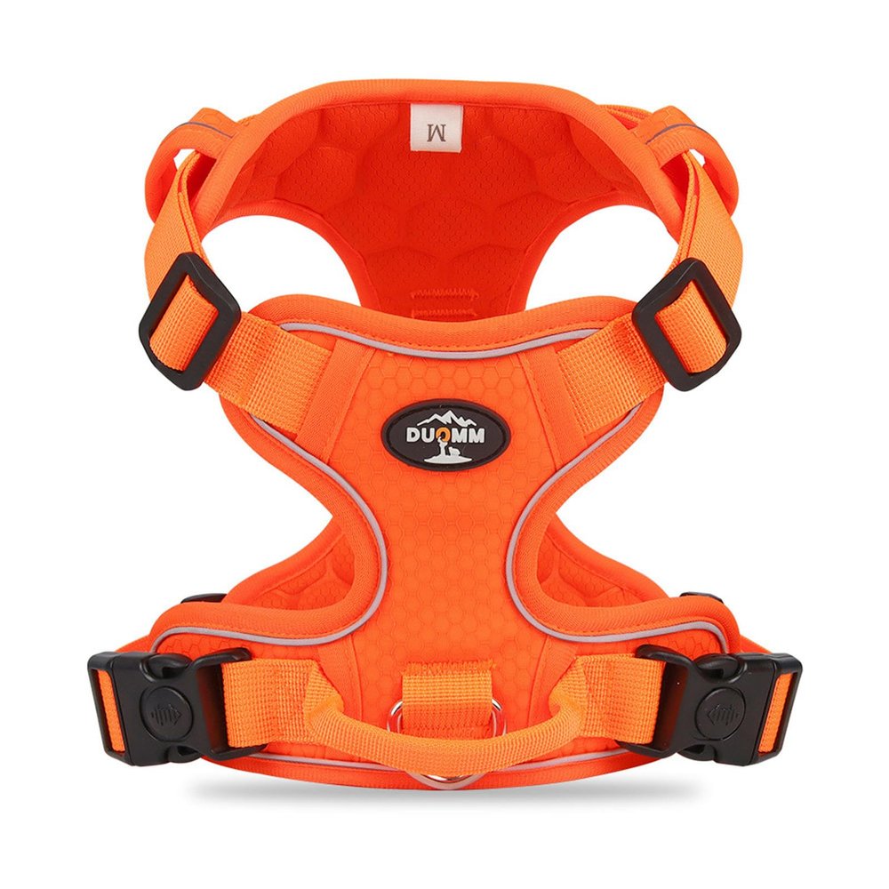 QIANDW Dog Harness and Leash Vest, Escape-Proof Reflective Harness, Orange, Size L