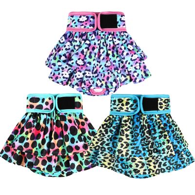 wegreeco Female Dog Diapers (3-Pack), Highly Absorbent Washable Dog Diapers for Heat, Incontinence or Excited Urination (Colorful Leopard, XL)