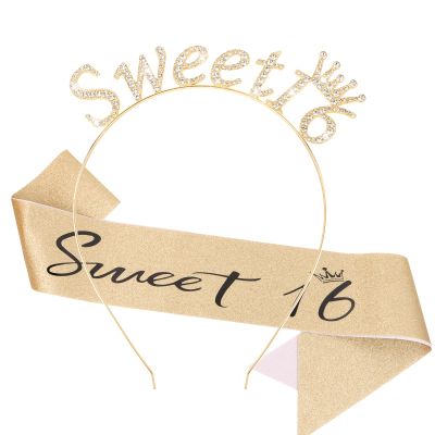 CAVETEE 16th Birthday Tiara and Sash Set for Girls