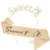 CAVETEE 16th Birthday Tiara and Sash Set for Girls view 1