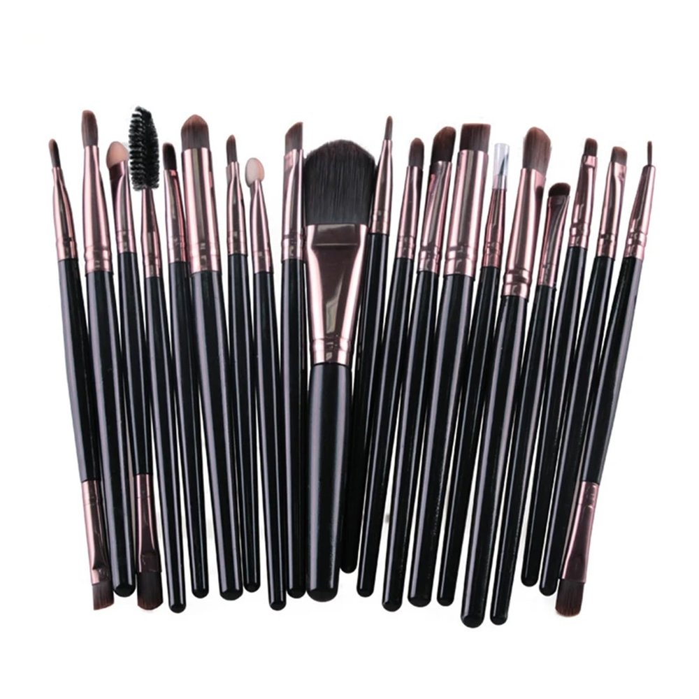 SBTRKT 20-Piece Makeup Brush Set, Beauty Makeup Concealer, Blush, Loose Powder, Highlighter, Foundation and Eyeshadow Brushes, Black Coffee