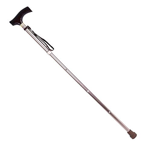 Folding Walking Cane for Men and Women, Wooden Handle, Adjustable Bronze Cane by Safehappy