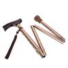 Folding Walking Cane for Men and Women, Wooden Handle, Adjustable Bronze Cane by Safehappy view 3