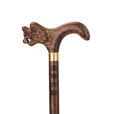 LEEBIITOO 87 cm Hand-Carved Solid Wood Walking Cane with Faucet, Comfortable Grip, Non-Slip, Safehappy