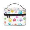 Colorful Dog Paw Print Makeup Bag, Portable Travel Toiletry Bag and Pencil Case view 1