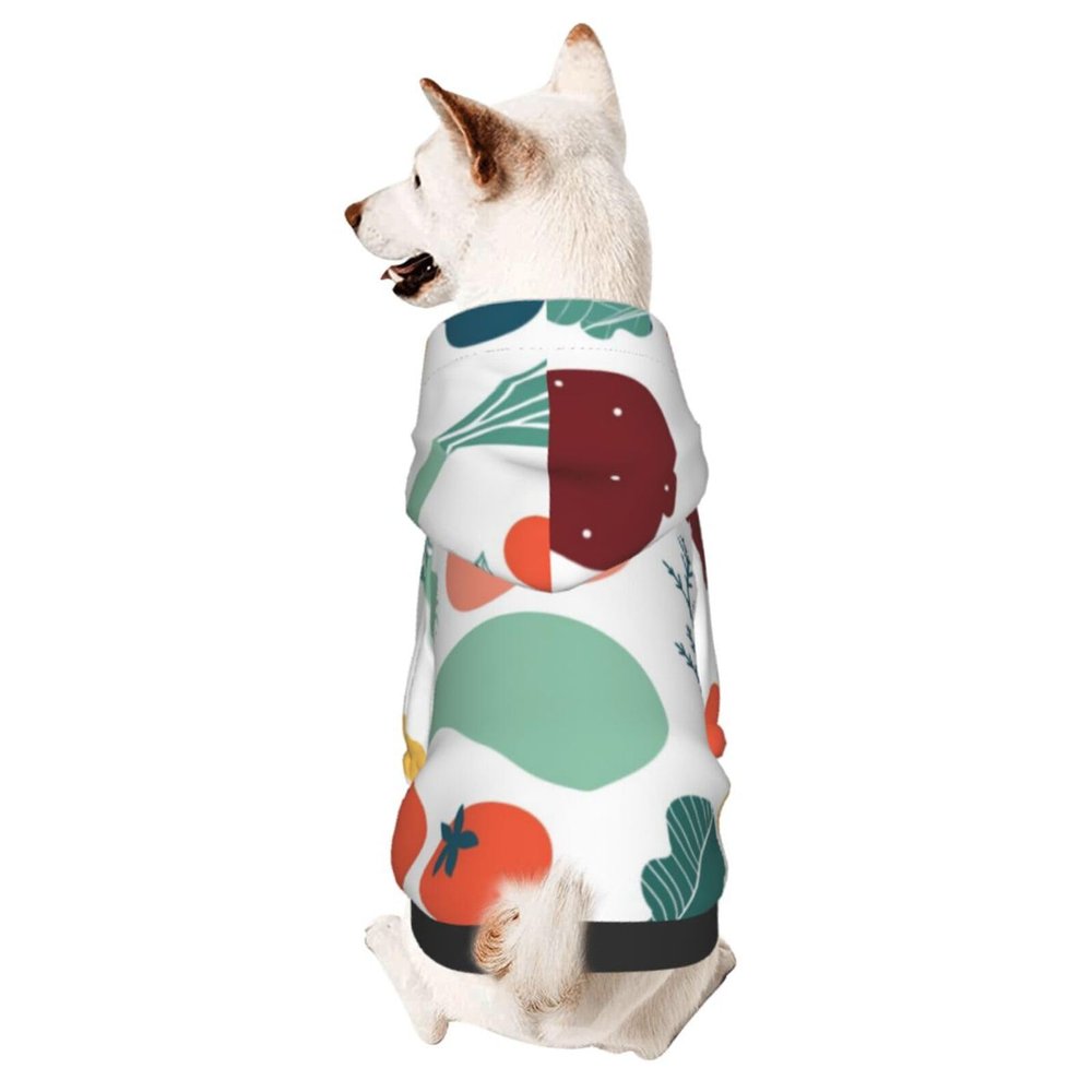 Dog Hoodie with Colorful Doodle Fruit and Vegetable Prints