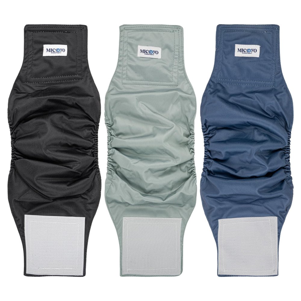 MICOOYO Washable Male Dog Belly Bands, Reusable Dog Diapers, Absorbent Wraps, 3-Pack, XL