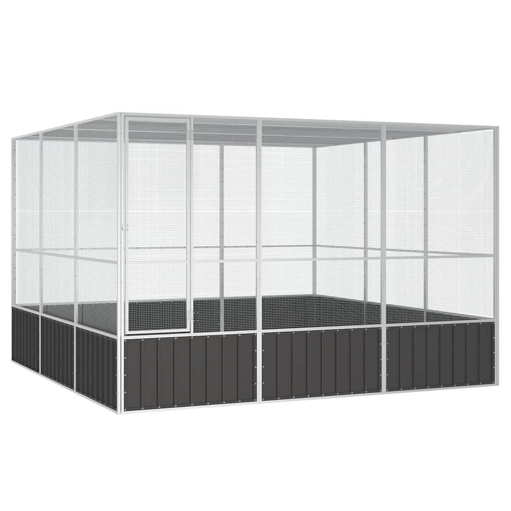 Willood Anthracite Bird Aviary 302.5 x 324.5 x 211.5 cm Galvanized Steel