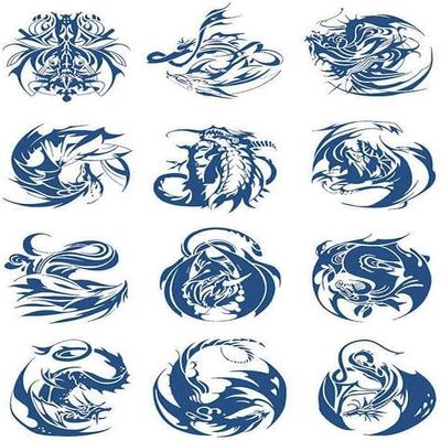 5 Plant-Based Temporary Tattoo Stickers, Dragon Designs for Men and Women, Small Totem, Semi-Permanent