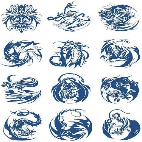 5 Plant-Based Temporary Tattoo Stickers, Dragon Designs for Men and Women, Small Totem, Semi-Permanent