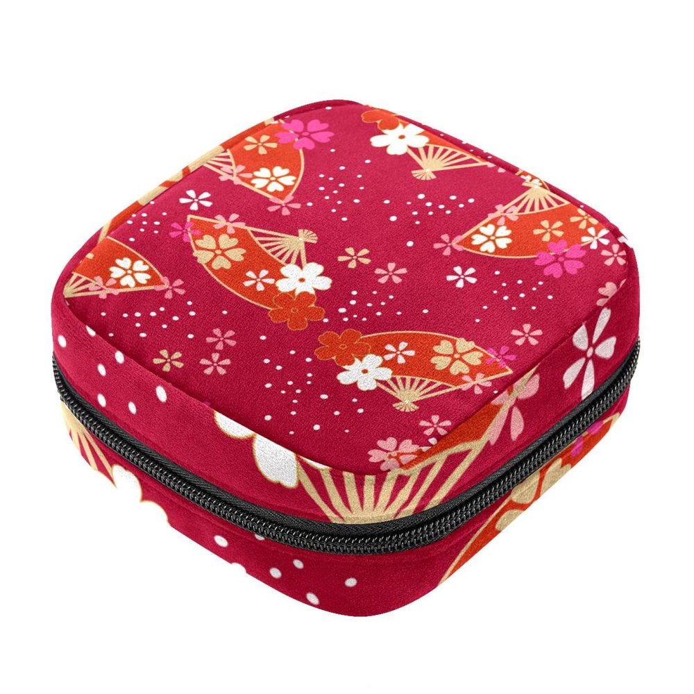 Rosy Red Japanese Fan First Period Kit for Girls
