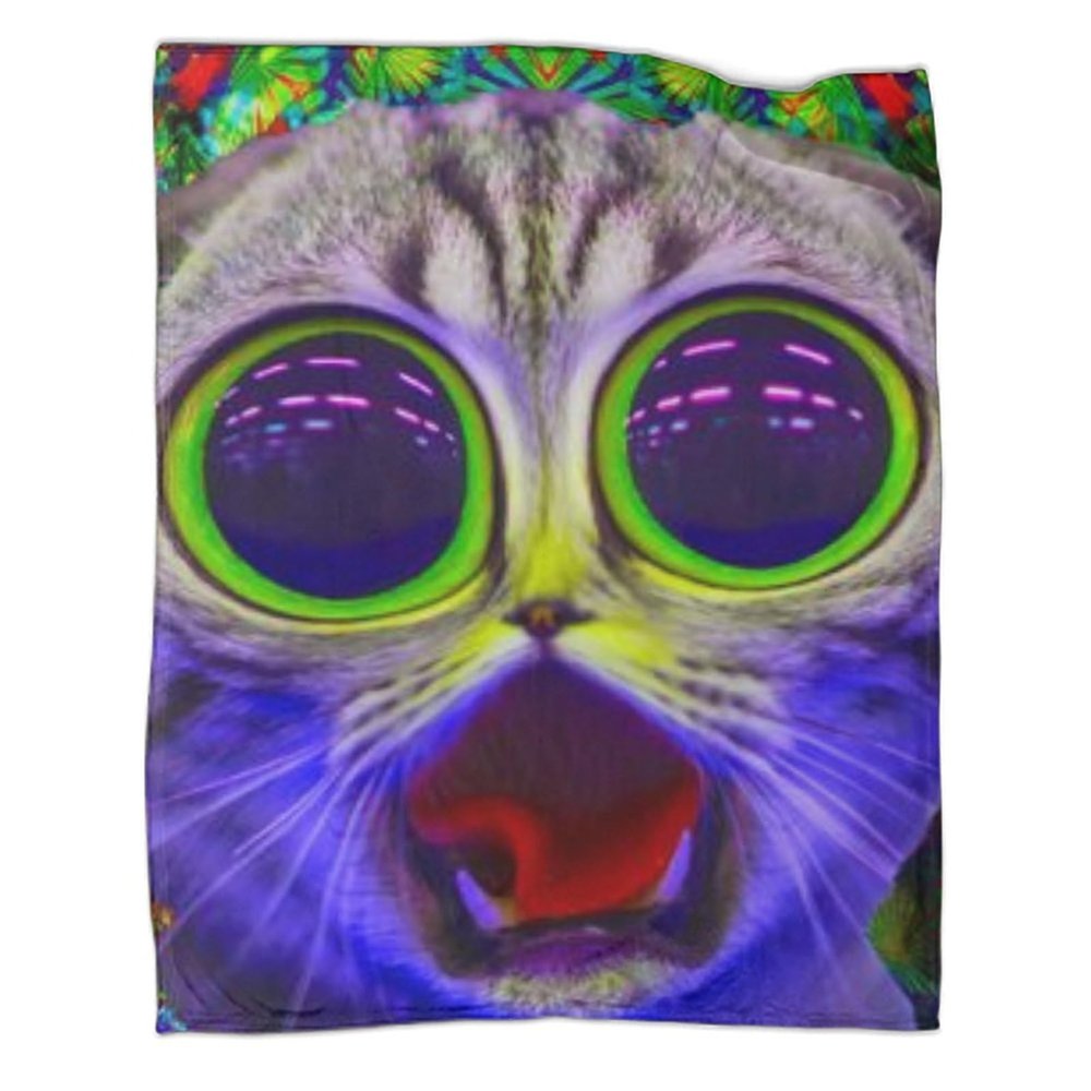 Phantom Cat Blanket, 3D-Printed Fleece Flannel Throw, 70 x 80 in (180 x 200 cm)