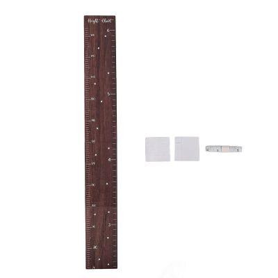 Pongnas Growth Chart in Real Walnut Wood, Toddler Height Ruler with Precise Laser Engraving, Mounting Accessories, Rustic Design