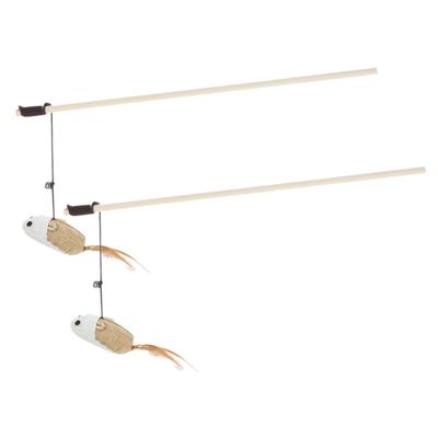BCOATH 2-Piece Cat Toy with Mouse and Feather Tail