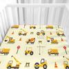 Odot Microfiber Fitted Sheet for Baby and Toddler Mattresses, Yellow Excavator, 70 x 140 cm view 3