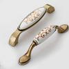Vintage Door Handles, Cabinet and Drawer Pulls, Antique Ceramic Handles, 3-Pack, Brass, A-96 mm view 3