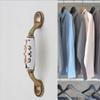 Vintage Door Handles, Cabinet and Drawer Pulls, Antique Ceramic Handles, 3-Pack, Brass, A-96 mm view 4