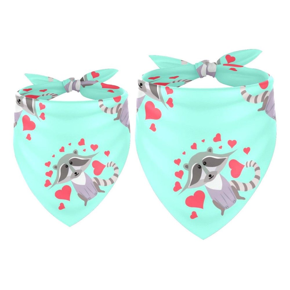 Dog Bandanas, Heart Pattern, 2-Pack