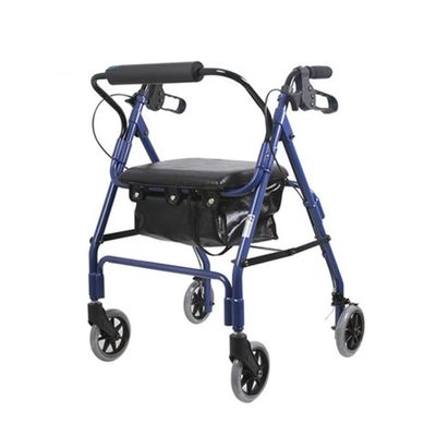 Foldable Rollator with Aluminum Alloy Shopping Basket and Soft Seat, 100 kg Capacity