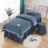 Surwin 4-Piece Massage Table Cover Set with Face Hole, Soft Breathable Covers for Beauty and Facial Salons, 180 x 60 cm, Navy Blue view 1