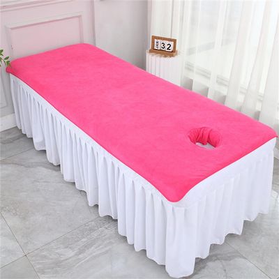 Morbuy Massage Table Fitted Sheet with Face Hole, Fluorescent Pink, 100 x 200 cm