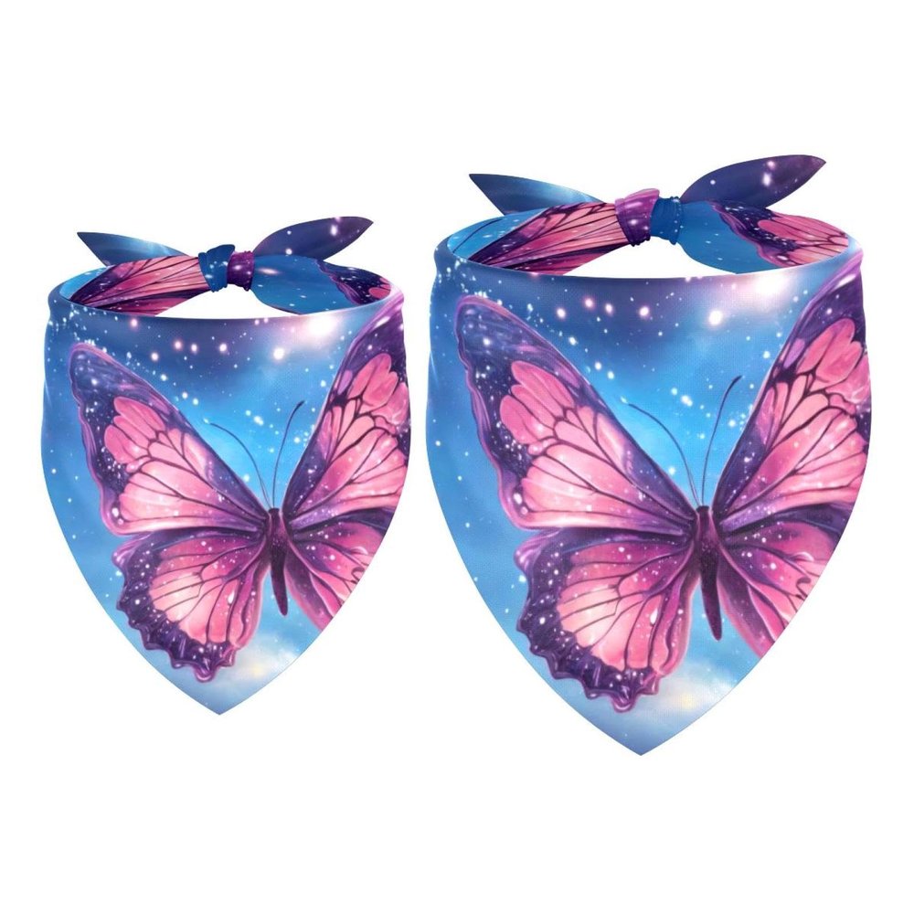 Dog Bandanas, Pink Butterfly Galaxy, 2-Pack