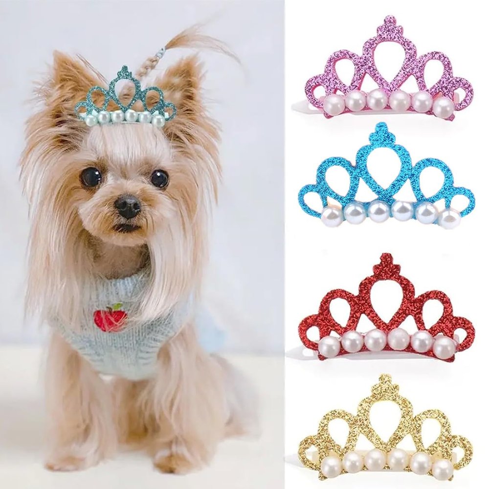 4 x Dog Hair Clips - Crown Design