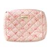 Kexpery Plaid Bow Travel Makeup Bag with Zipper, Quilted Cotton Cosmetic Organizer Case for Women (M, Pink) view 1
