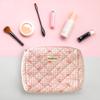 Kexpery Plaid Bow Travel Makeup Bag with Zipper, Quilted Cotton Cosmetic Organizer Case for Women (M, Pink) view 2