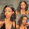 Short Bob Lace Front Human Hair Wig, Deep Wave, Glueless 4x4 Lace Closure, 16 in, 180 view 4