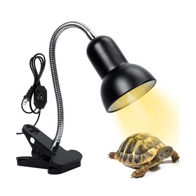 UVA/UVB Reptile Heat Lamp Fixture with Clamp, 360° Rotation and Switch, EU Plug