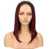 Ombre Straight Bob Lace Front Human Hair Wig for Women, Brazilian Remy Hair, Glueless, Burgundy, 13 × 6, 1# 16 Inch view 3