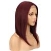Ombre Straight Bob Lace Front Human Hair Wig for Women, Brazilian Remy Hair, Glueless, Burgundy, 13 × 6, 1# 16 Inch view 4