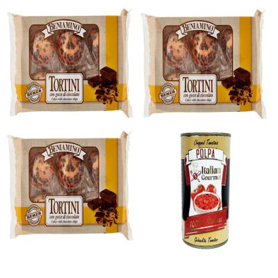 Italian Gourmet Tortini Mini Cake Snack with Chocolate Chips, 3 x 250 g