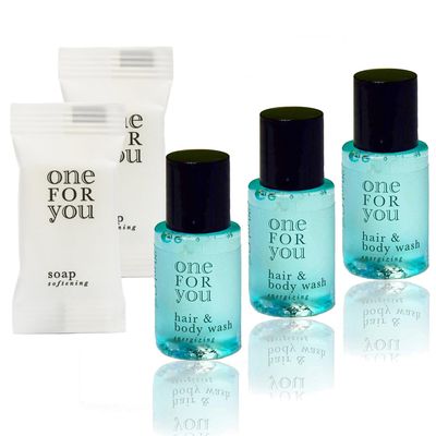 One For You Cosmetic Set: 600 x 20 ml Shampoo-Gel + 550 x 10 g Soap