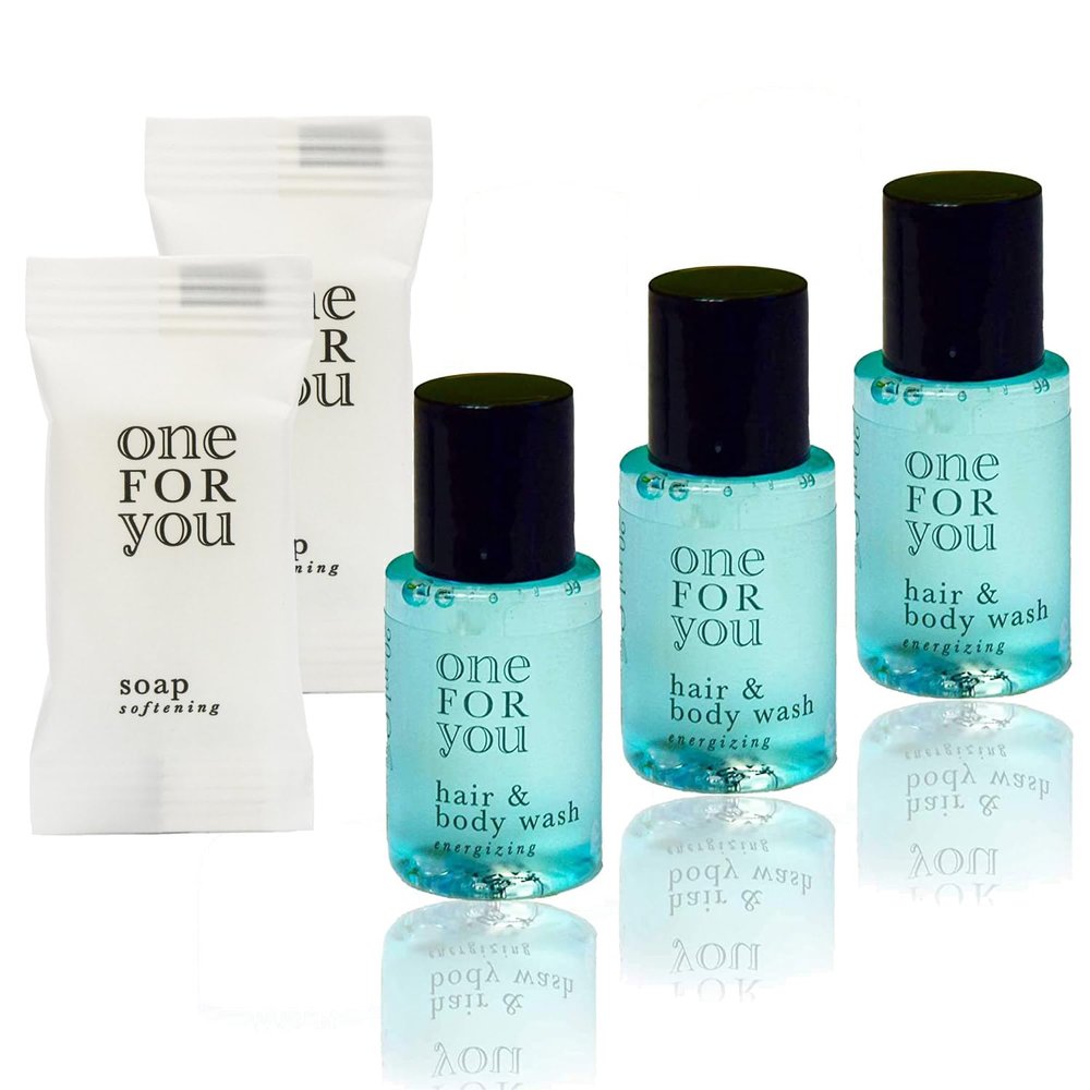 One For You Cosmetic Set: 600 x 20 ml Shampoo-Gel + 550 x 10 g Soap
