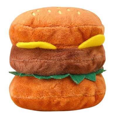 BEBIKR Plush Hamburger Chew Toy for Small Dogs