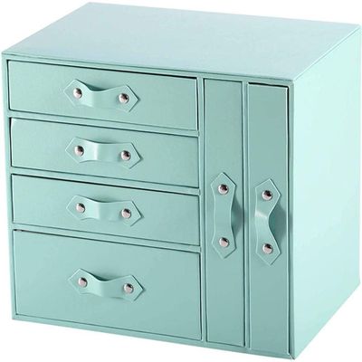 4-Tier Jewelry Box Organizer with 6 Drawers, Large Capacity, Jewelry Holder, Water-Resistant PU Leather Storage Case for Earrings, Rings, Watches, Necklaces and Bracelets