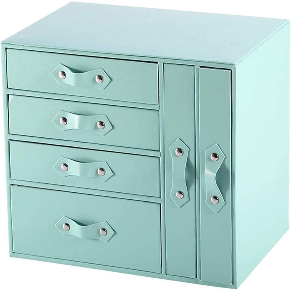 4-Tier Jewelry Box Organizer with 6 Drawers, Large Capacity, Jewelry Holder, Water-Resistant PU Leather Storage Case for Earrings, Rings, Watches, Necklaces and Bracelets