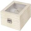 AJYBYUKJ Leather Jewelry Box, Lockable Organizer for Rings, Earrings, Necklaces and Bracelets, Beige view 2