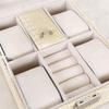 AJYBYUKJ Leather Jewelry Box, Lockable Organizer for Rings, Earrings, Necklaces and Bracelets, Beige view 3
