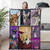 TradesForU Chihuahua Dog Flannel Blanket, Purple Watercolor Throw, Cute Animal Fleece Blanket for Teens, Girls, Women, Puppies and Pets, 152.4 x 203.2 cm view 1