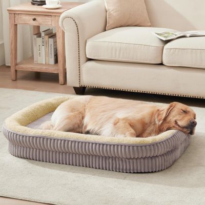 DEBANG HOME Orthopedic Dog Bed for Medium Breeds, High-Density Foam Sofa with Four-Sided Bolsters
