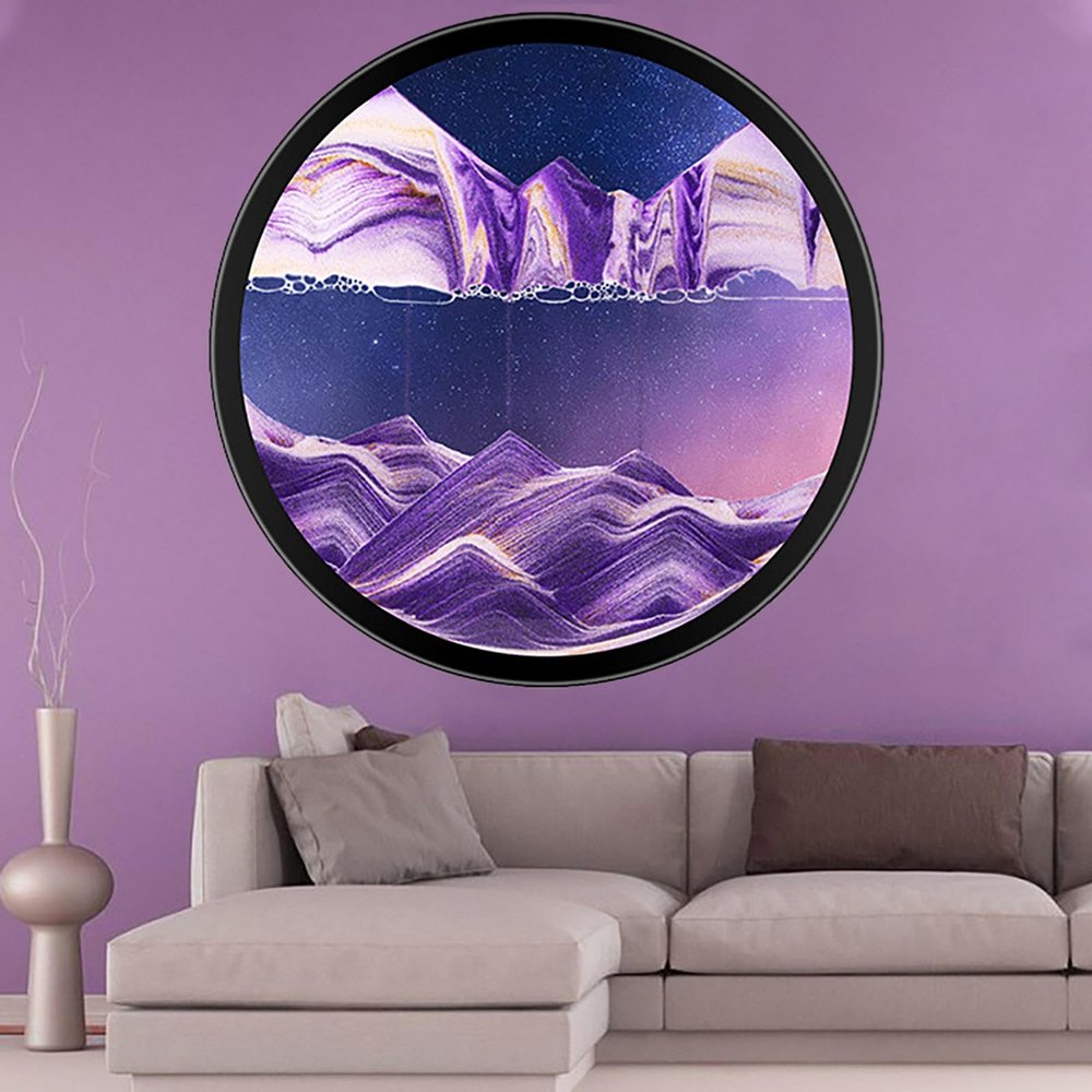 Rotating 3D Moving Sand Art Wall Decor, Natural Landscape, 11.4 in/29 cm