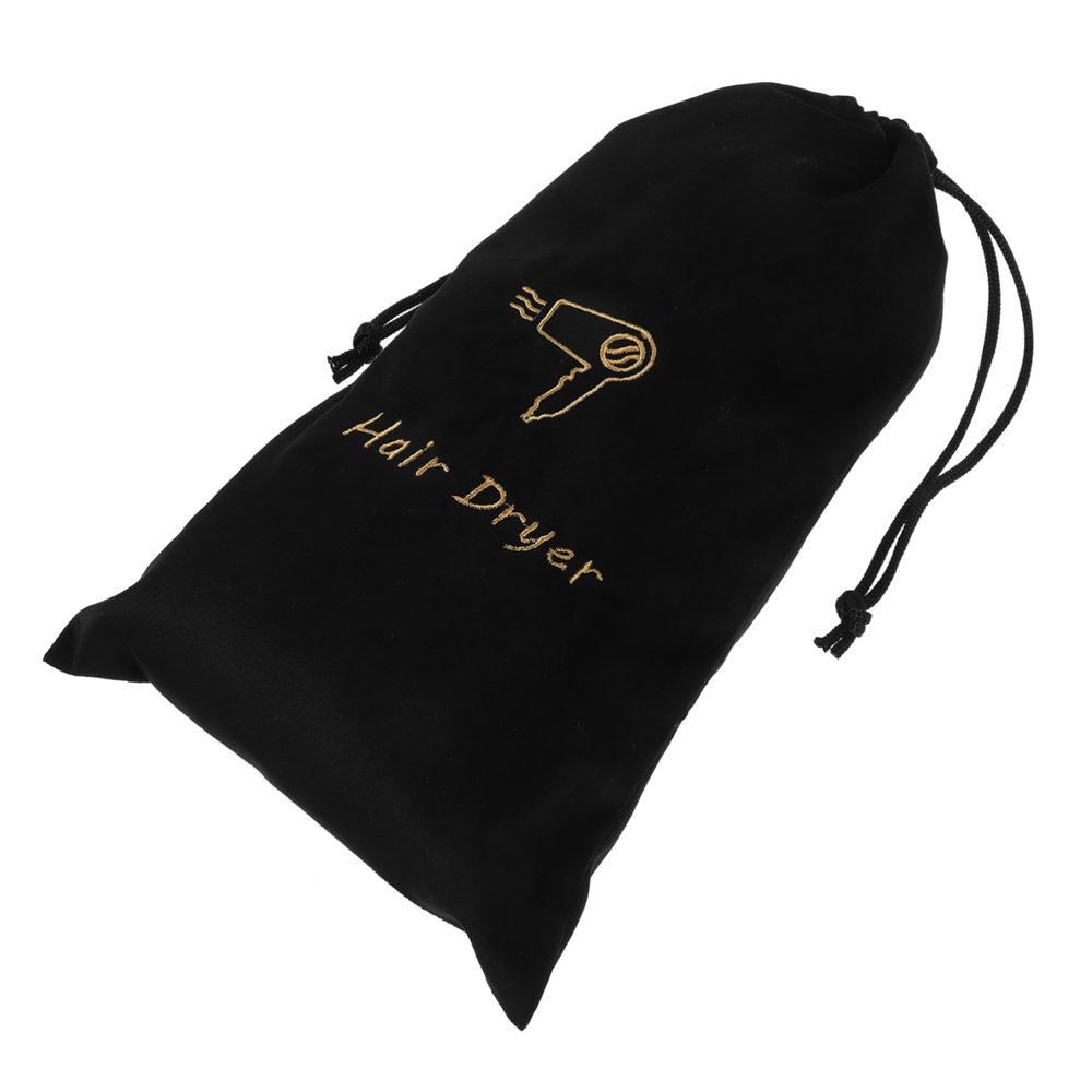 Fn Drawstring Hair Dryer Bag, Linen, Black