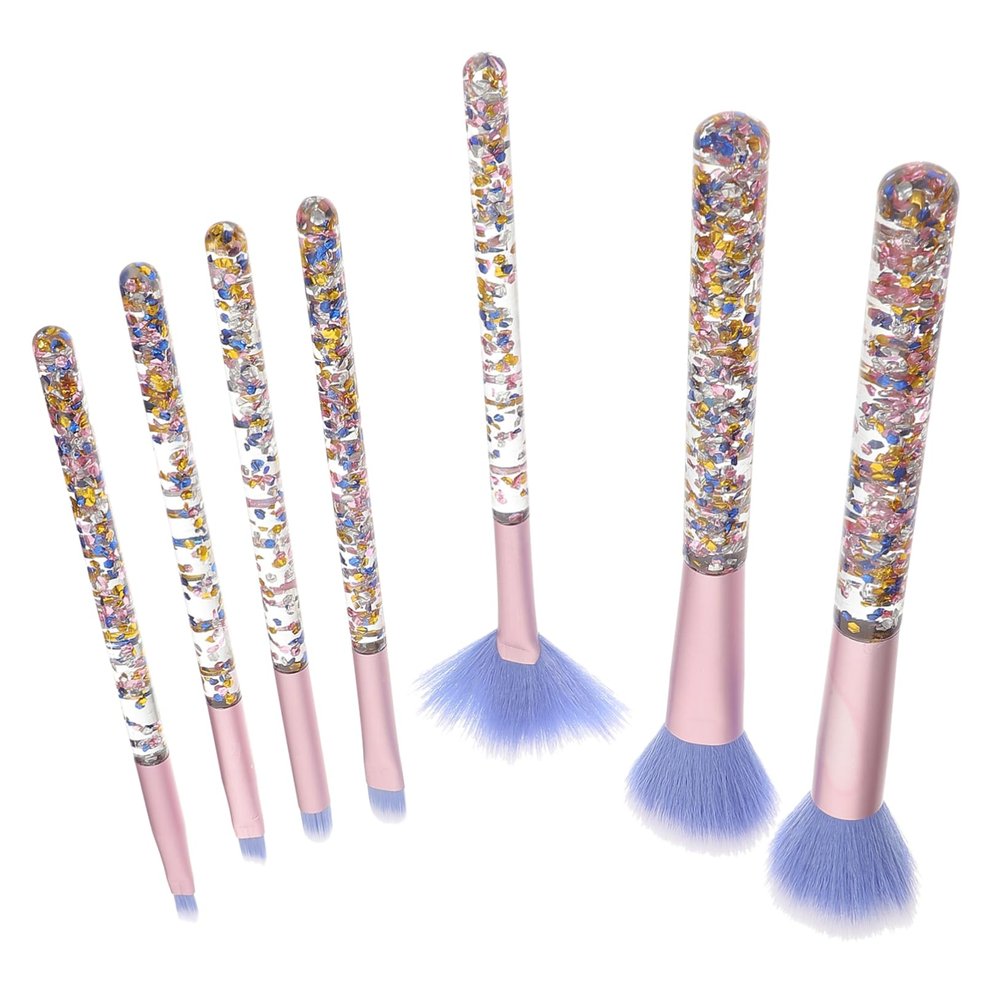 Makeup Brushes with Blue Crystal Handles, Portable